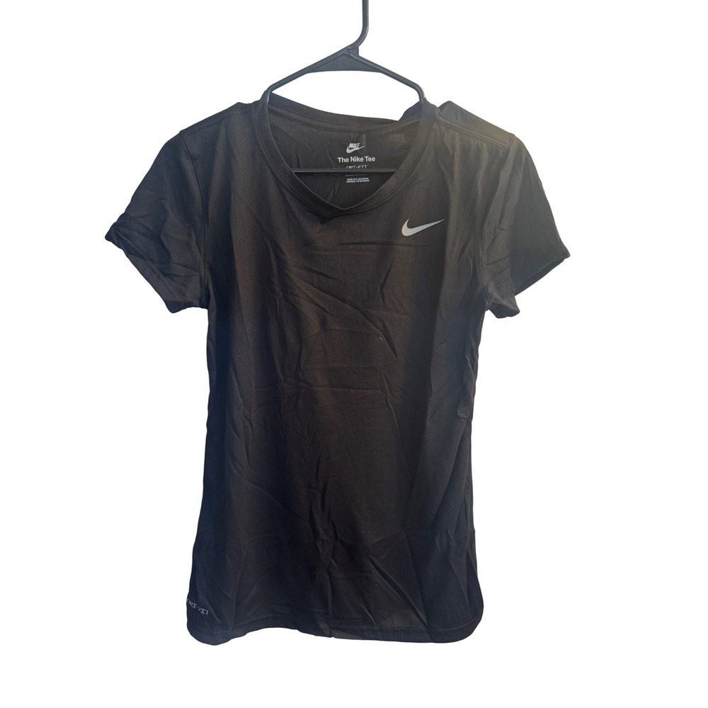 Nike T-Shirt Womens S Black The Nike Tee Dri-FIT V-Neck Performance Activewear
